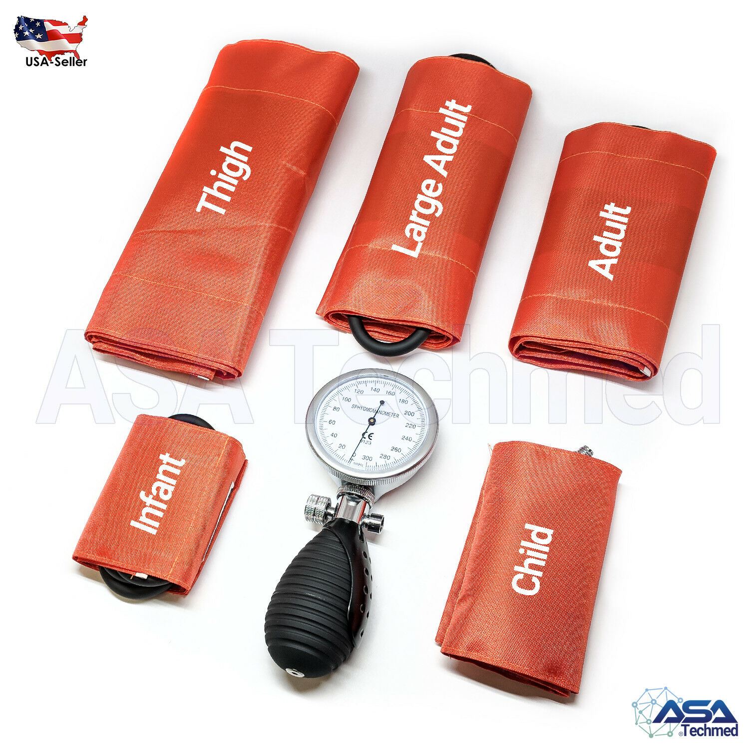 5 Cuffs Blood Pressure Aneroid Sphygmomanometer Cuff System