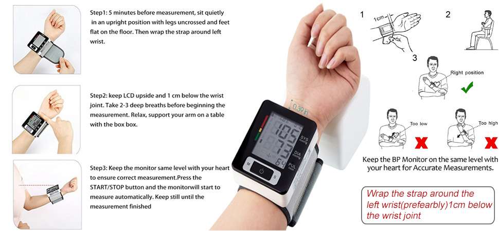 Amazon.com: Blood Pressure Monitor, Automatic Blood Pressure Cuff Wrist ...