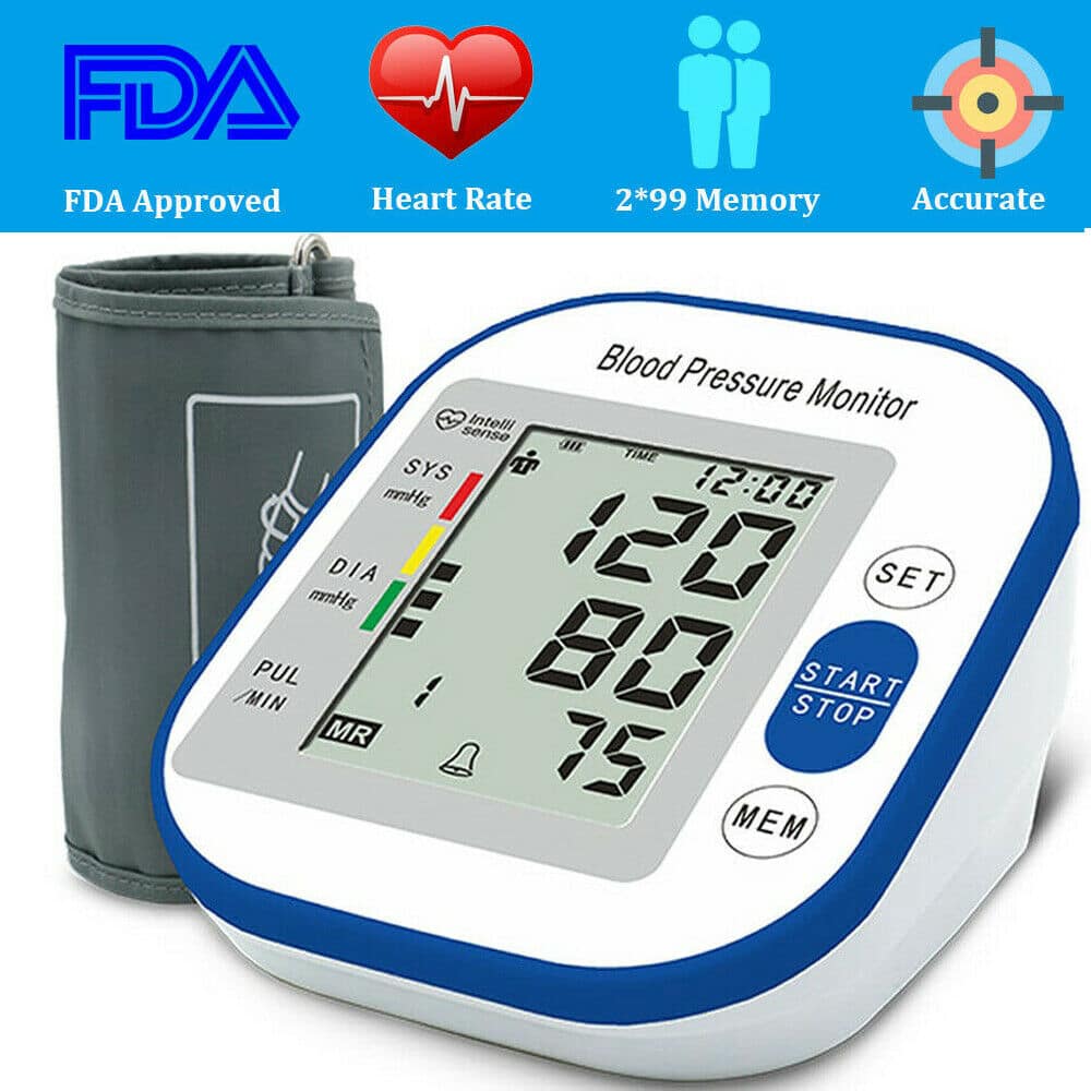Arm High Blood Pressure Monitor Digital BP Cuff LCD Pulse Meter Voice ...