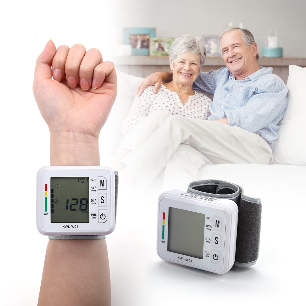 Automatic LCD Digital Wrist Blood Pressure Monitor BP Cuff Machine Home ...
