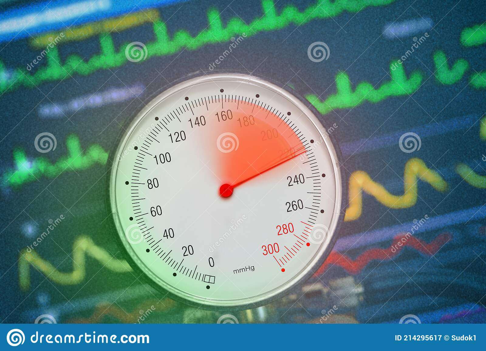 Blood Pressure And Heart Monitors. The Sphygmomanometer Needle ...