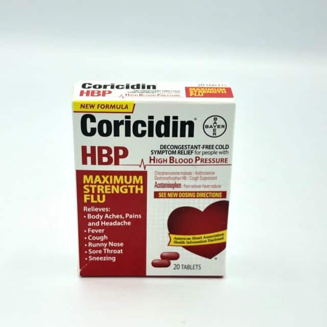 Coricidin HBP High Blood Pressure Maximum Strength Flu 20 Tablets Exp 5 ...