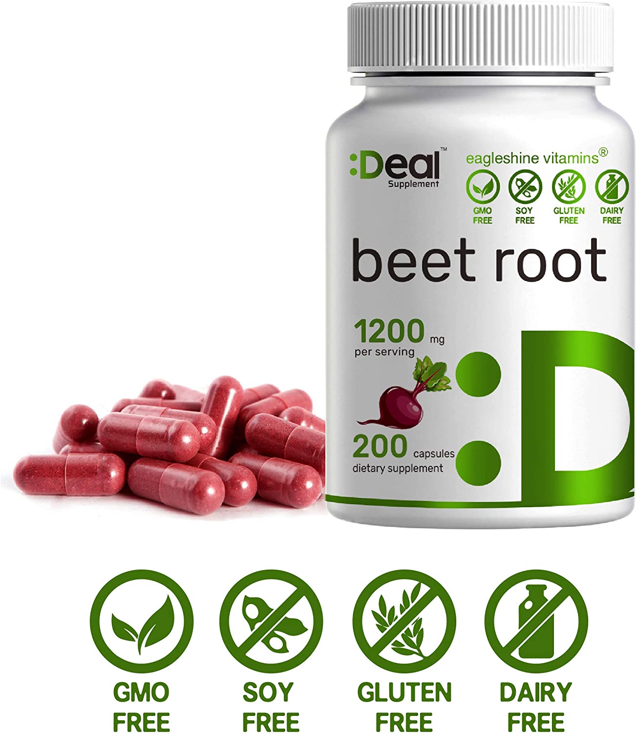 Deal Supplement Beet Root Capsules,1200mg Per Serving, 200 Count ...