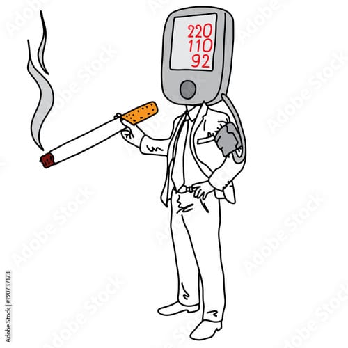 metaphor cause of high blood pressure or hypertension is smoking vector ...