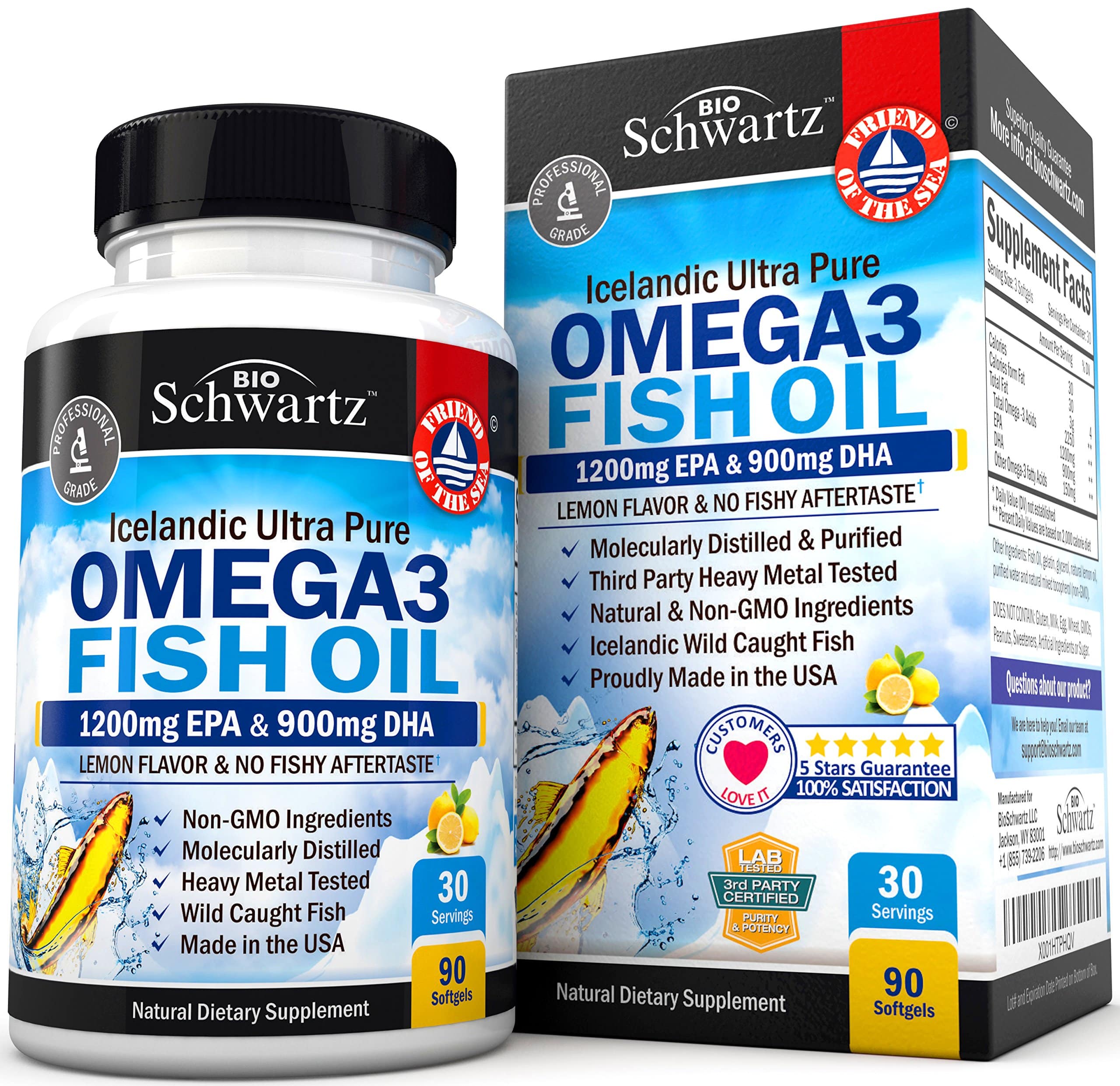 Omega 3 Fish Oil Supplement with 1200mg EPA, 900mg DHA &  Fatty Acid ...