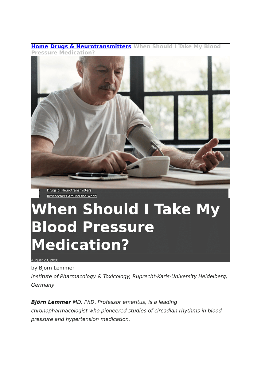 (PDF) When Should I Take My Blood Pressure Medication?