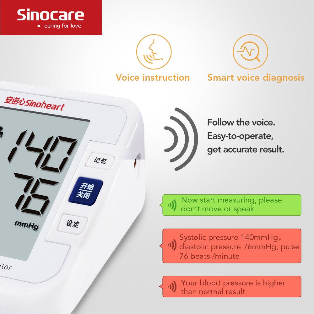 Sinocare Blood Pressure Monitor Heart Beat Rate Paulse ...