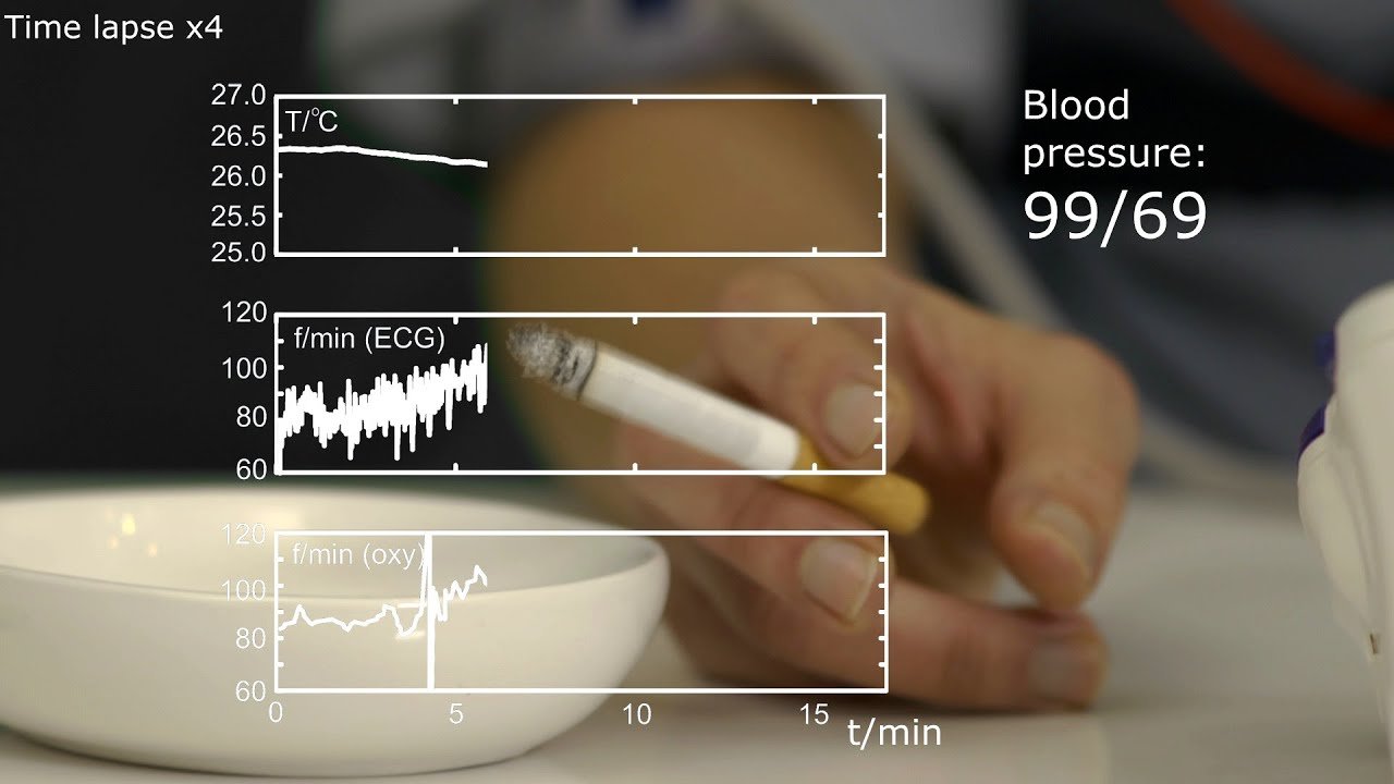 Temperature, heart rate and blood pressure while smoking a ...
