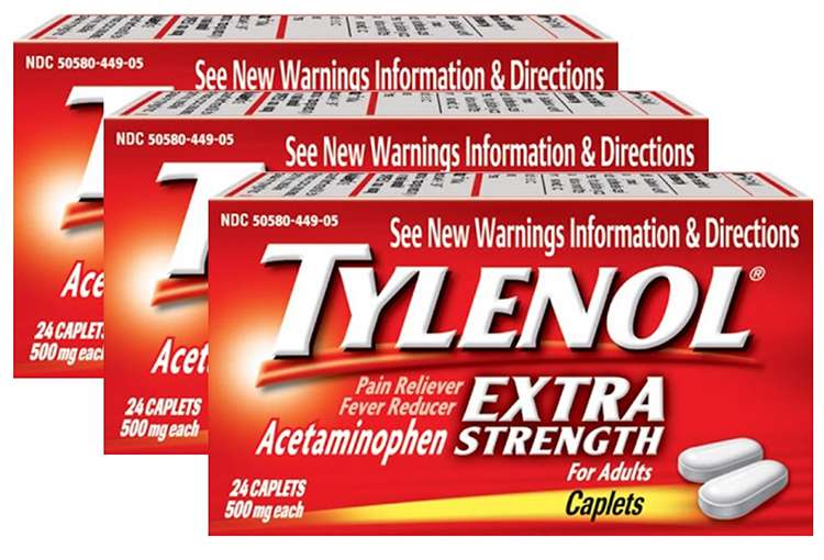 Tylenol Pain /Fever Reducer Acetaminophen Extra Strength, 24 Caplets ...