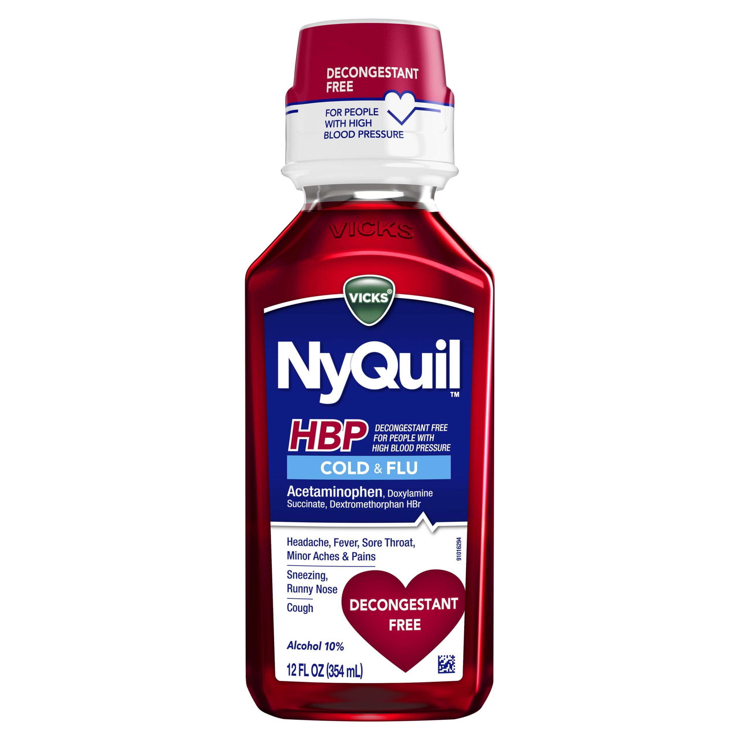 Vicks Nyquil High Blood Pressure Cold and Flu Medicine, Liquid 12 oz ...