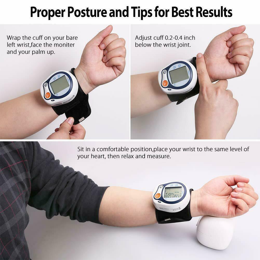 Wrist Blood Pressure Monitor BP Cuff Machine For All Size Wrist ...